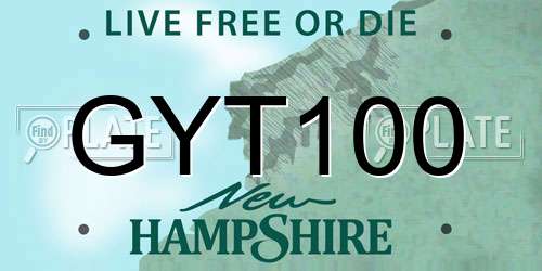GYT100 New Hampshire License Plate