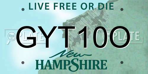 GYT10O New Hampshire License Plate