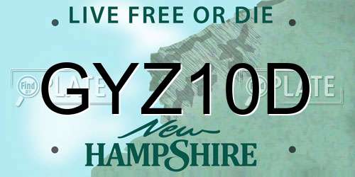 GYZ10D New Hampshire License Plate