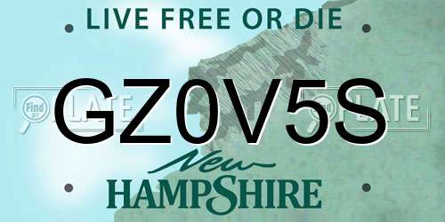 GZ0V5S New Hampshire License Plate