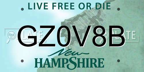 GZ0V8B New Hampshire License Plate