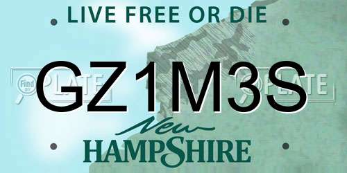 GZ1M3S New Hampshire License Plate