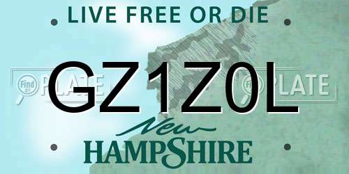 GZ1Z0L New Hampshire License Plate
