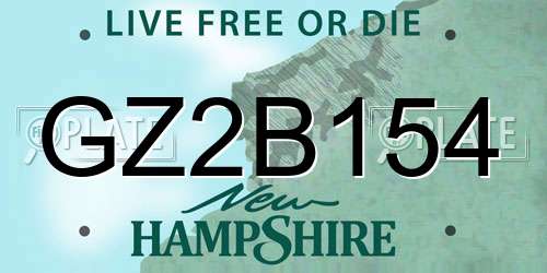 GZ2B154 New Hampshire License Plate