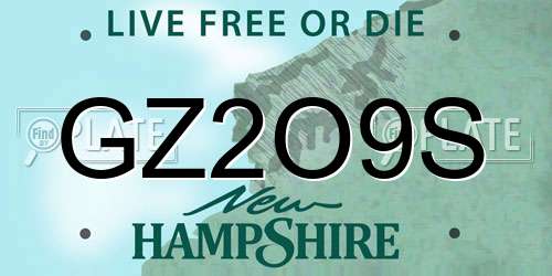 GZ2O9S New Hampshire License Plate