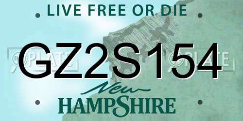 GZ2S154 New Hampshire License Plate