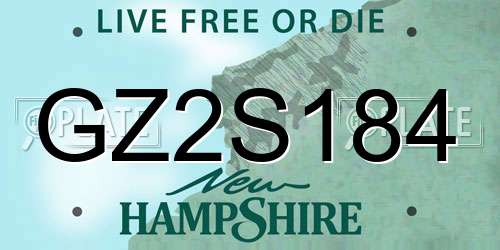 GZ2S184 New Hampshire License Plate