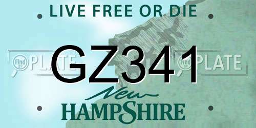 GZ341 New Hampshire License Plate