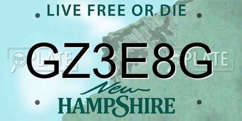 GZ3E8G New Hampshire License Plate