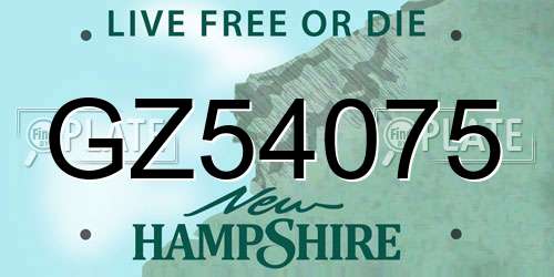 GZ54075 New Hampshire License Plate