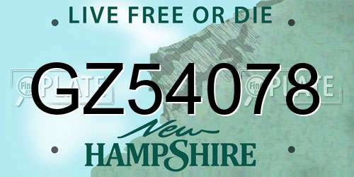 GZ54078 New Hampshire License Plate