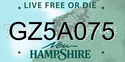 GZ5A075 New Hampshire License Plate
