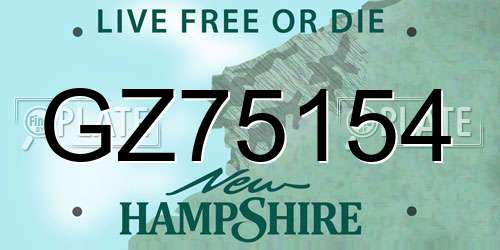 GZ75154 New Hampshire License Plate