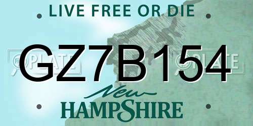 GZ7B154 New Hampshire License Plate