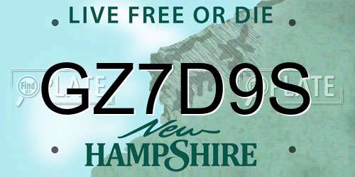 GZ7D9S New Hampshire License Plate