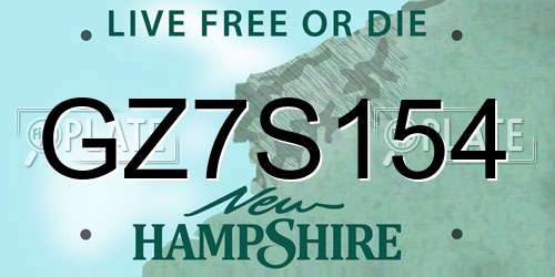 GZ7S154 New Hampshire License Plate