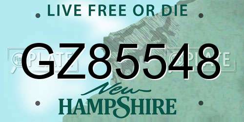GZ85548 New Hampshire License Plate