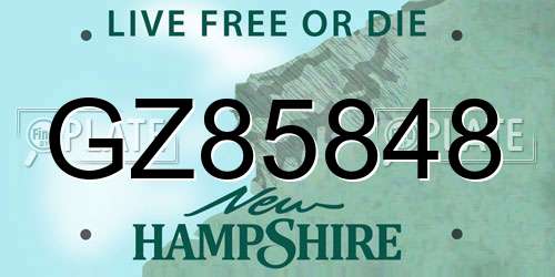 GZ85848 New Hampshire License Plate