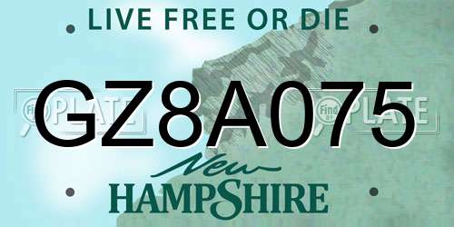 GZ8A075 New Hampshire License Plate