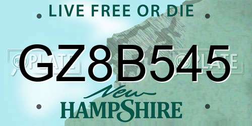 GZ8B545 New Hampshire License Plate