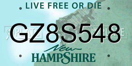 GZ8S548 New Hampshire License Plate