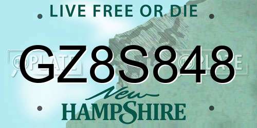 GZ8S848 New Hampshire License Plate