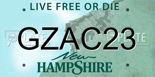 GZAC23 New Hampshire License Plate
