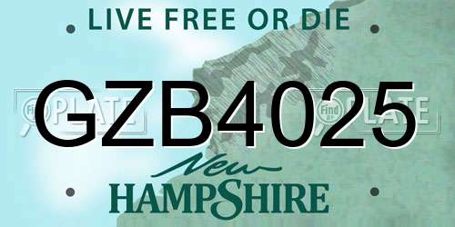 GZB4025 New Hampshire License Plate
