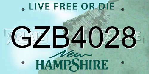 GZB4028 New Hampshire License Plate