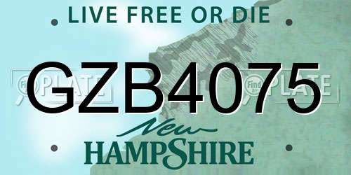 GZB4075 New Hampshire License Plate