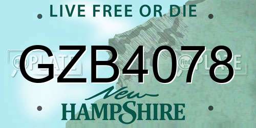 GZB4078 New Hampshire License Plate