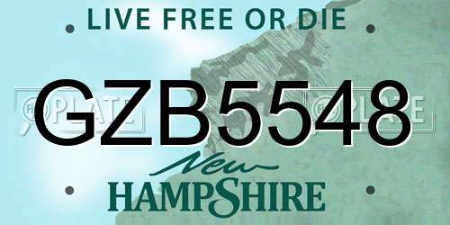 GZB5548 New Hampshire License Plate