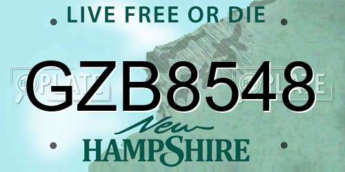 GZB8548 New Hampshire License Plate