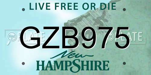 GZB975 New Hampshire License Plate