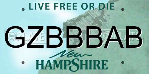 GZBBBAB New Hampshire License Plate