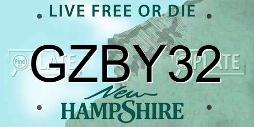 GZBY32 New Hampshire License Plate