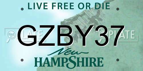 GZBY37 New Hampshire License Plate