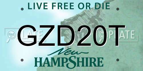 GZD20T New Hampshire License Plate