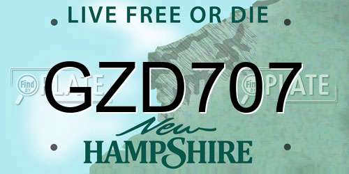 GZD707 New Hampshire License Plate