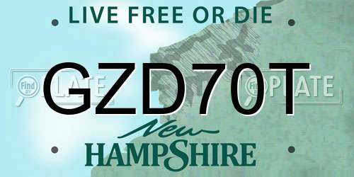 GZD70T New Hampshire License Plate
