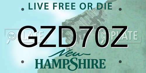 GZD70Z New Hampshire License Plate