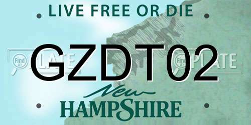 GZDT02 New Hampshire License Plate