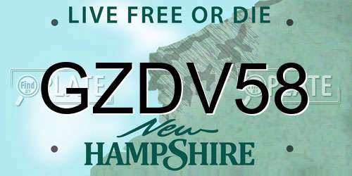 GZDV58 New Hampshire License Plate
