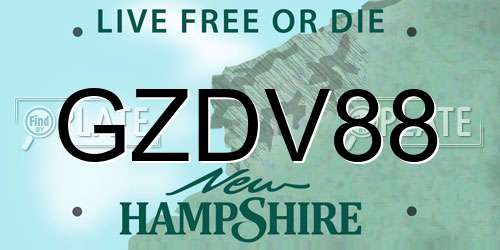 GZDV88 New Hampshire License Plate
