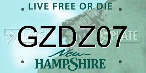 GZDZ07 New Hampshire License Plate