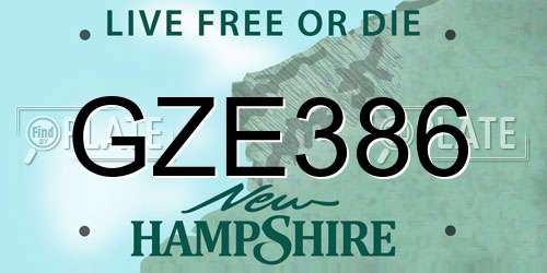 GZE386 New Hampshire License Plate