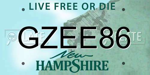 GZEE86 New Hampshire License Plate