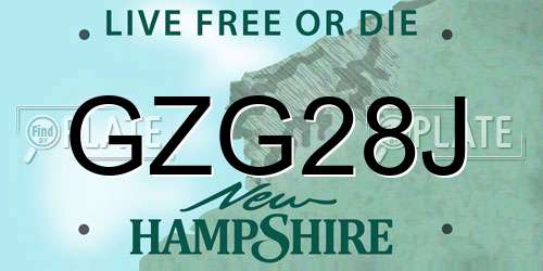 GZG28J New Hampshire License Plate
