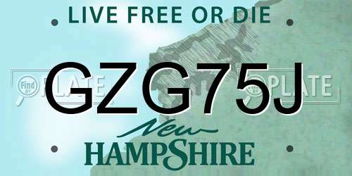 GZG75J New Hampshire License Plate