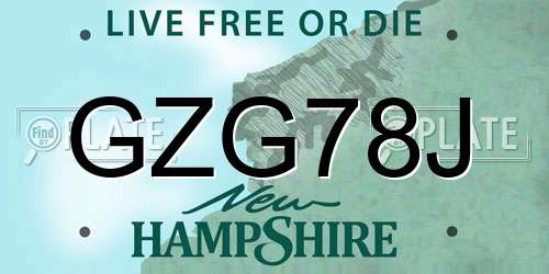 GZG78J New Hampshire License Plate